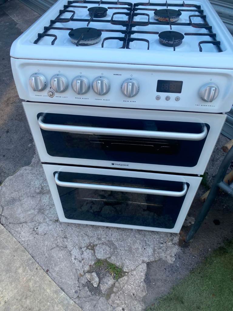 Hotpoint Gas Cooker – Double Oven, 4 Burner, White, Fully Working, Free Local Delivery