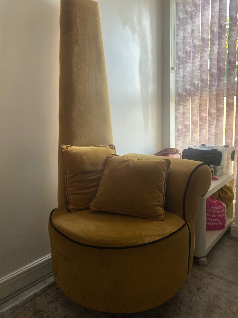 Unique Yellow Velvet Accent Chair with Tall Back