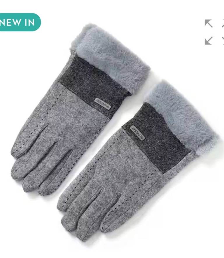 Styled By Cashmere Wool Gloves (One Size) - Grey