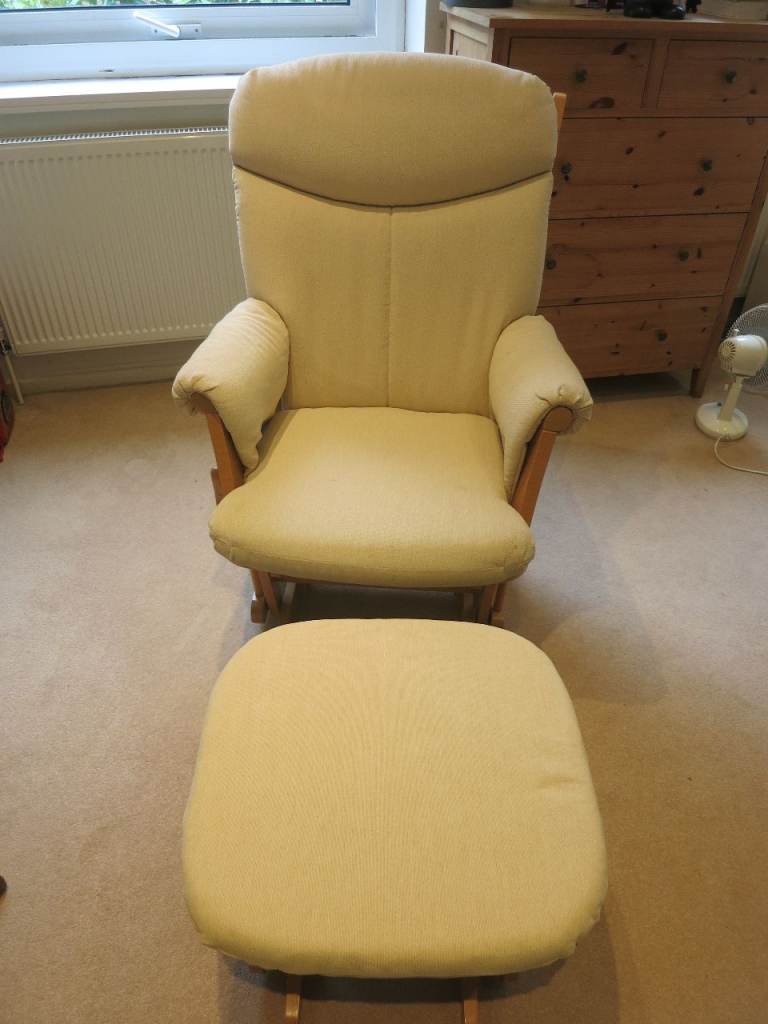Dutalier Cream Gliding Rocking Chair & Footstool – Good Condition