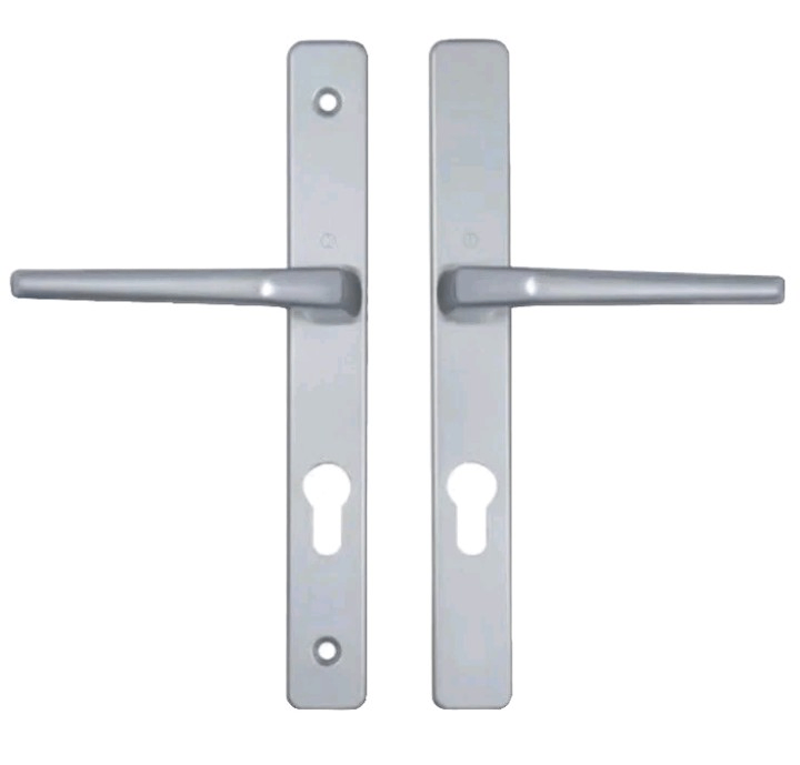 New chrome door handle for uPVC front door 