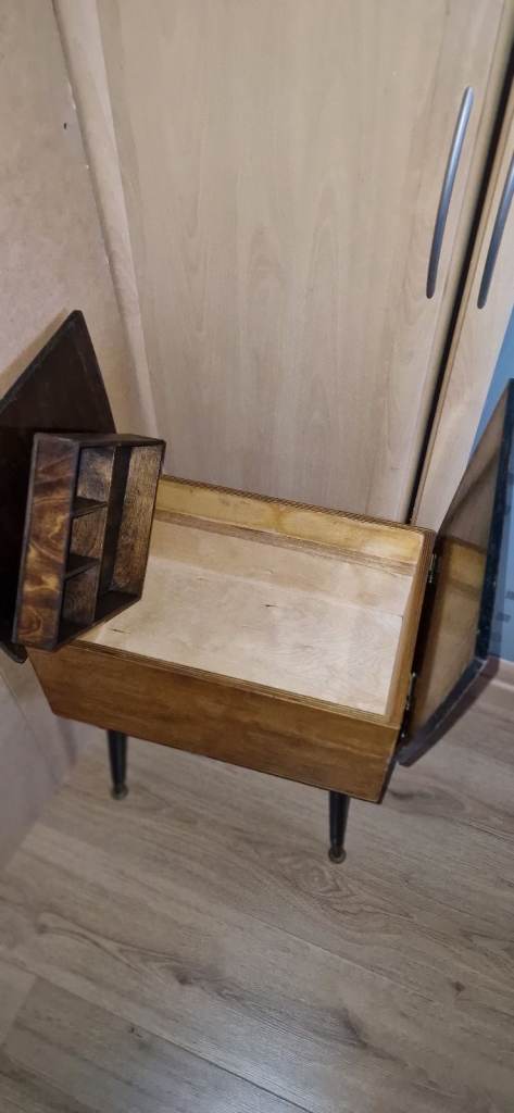 Mid Century Maple/ebony Sewing Box with Removable Dansette Legs