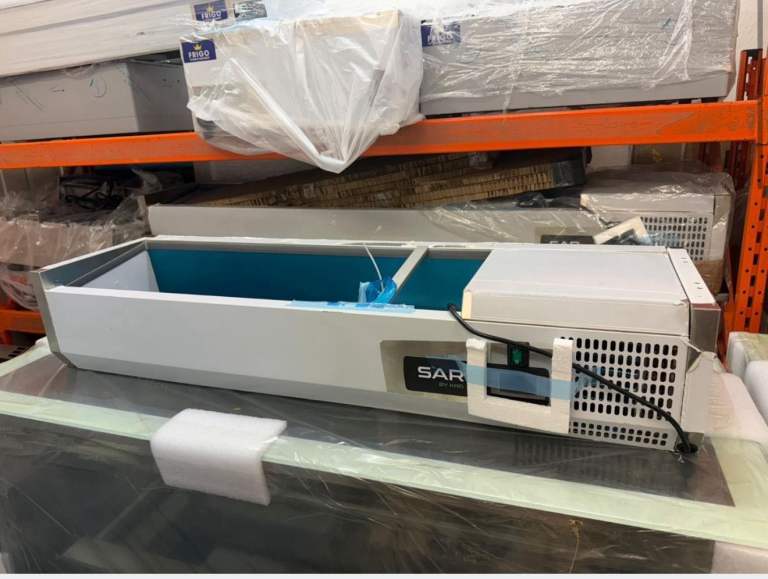 Commercial salad topping fridge with glass surrounding top quality cafe shop restaurant 