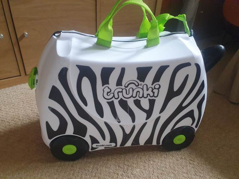 image for Zimba the Zebra Trunki kids ride on suitcase with strap & key