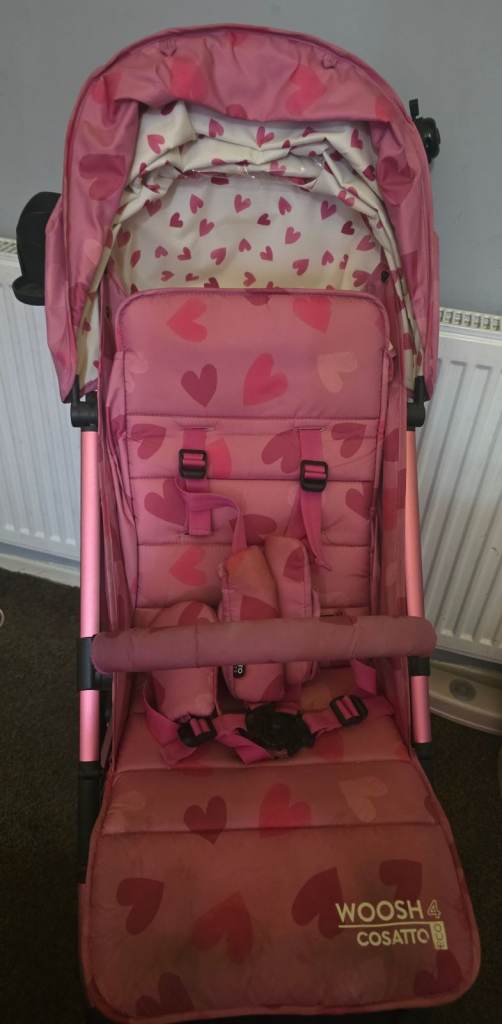 Cosatto Woosh Stroller - Pink Hearts Design, Good Condition