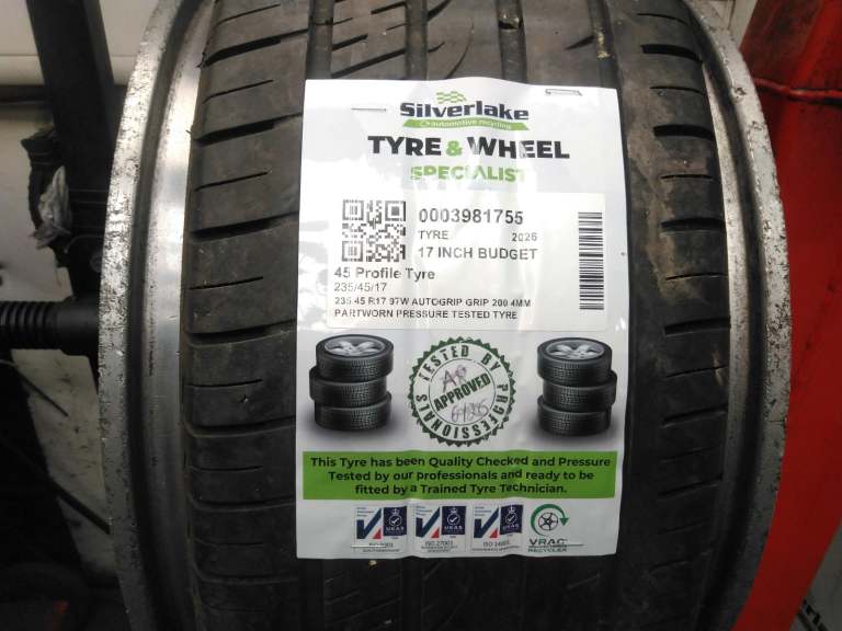 235 45 R17 97w Autogrip Grip 200 4mm Partworn Pressure Tested Tyre