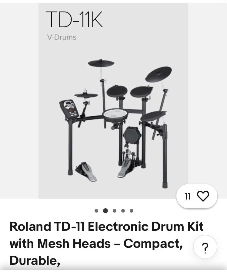 Roland V drums Td 11 with stool mesh heads 