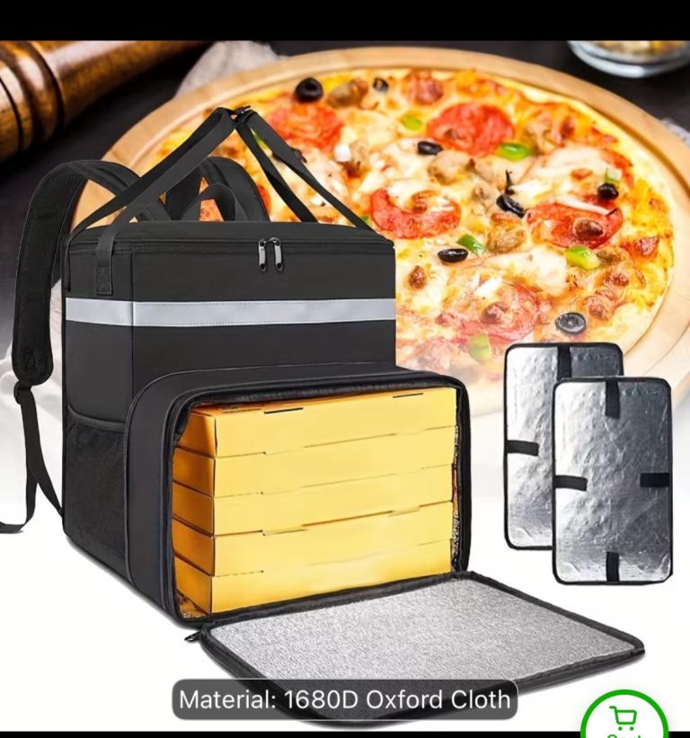 Large Insulated Food Delivery Backpack - Black, New