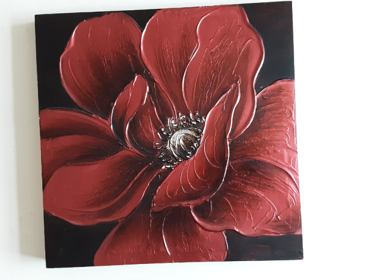 Canvas painting of poppy. 