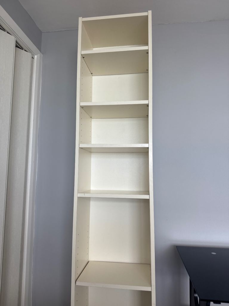 For free for collection Tall White Bookcase with Adjustable Shelves – Good Condition