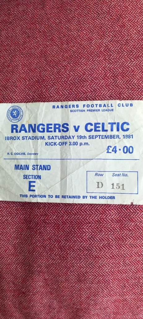 Vintage Rangers and Celtic ticket