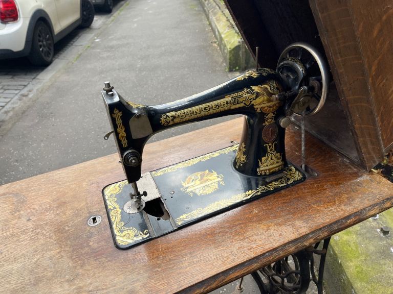 Vintage Singer Sewing Machine with Cabinet Stand