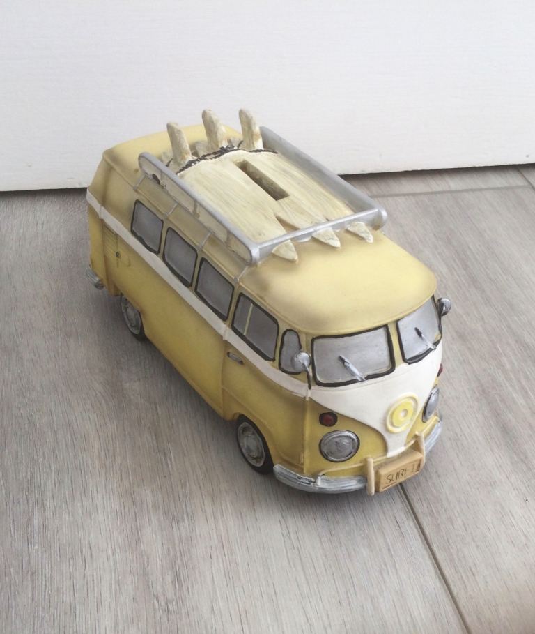 Volkswagen Camper Van T1 Bus money box vintage Yellow VW ceramic