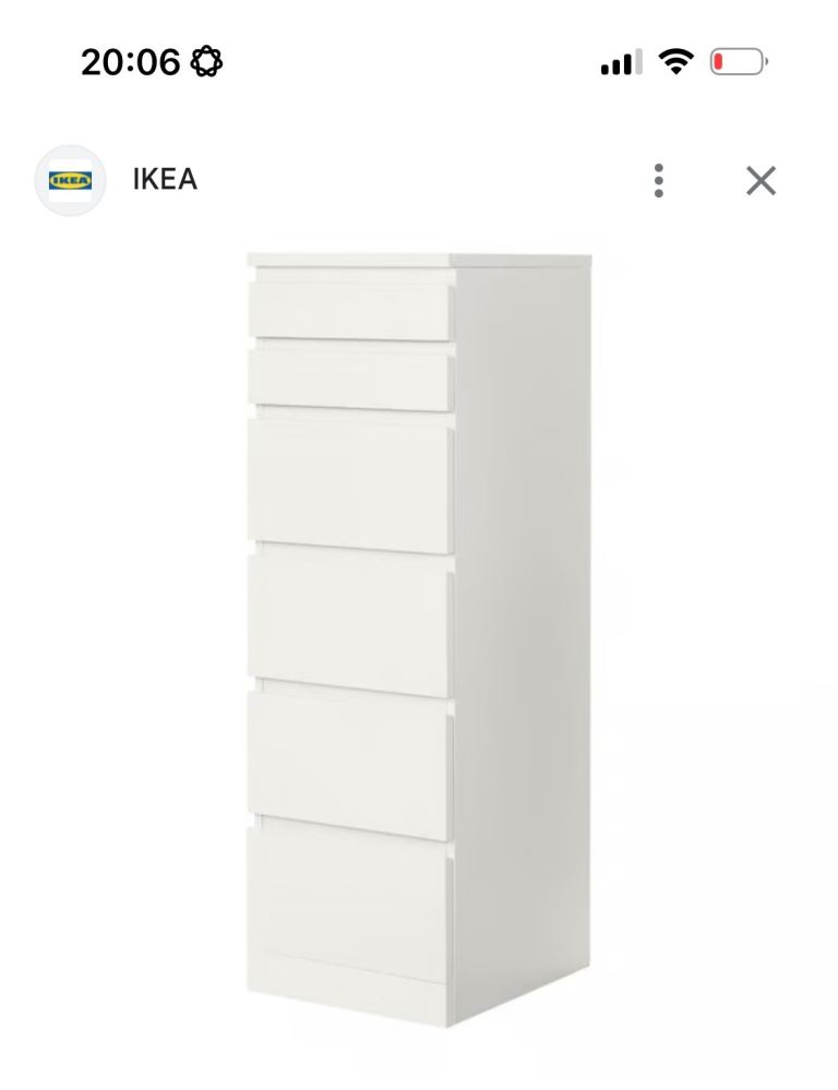 IKEA MALM white ,mirror glass 6 drawers