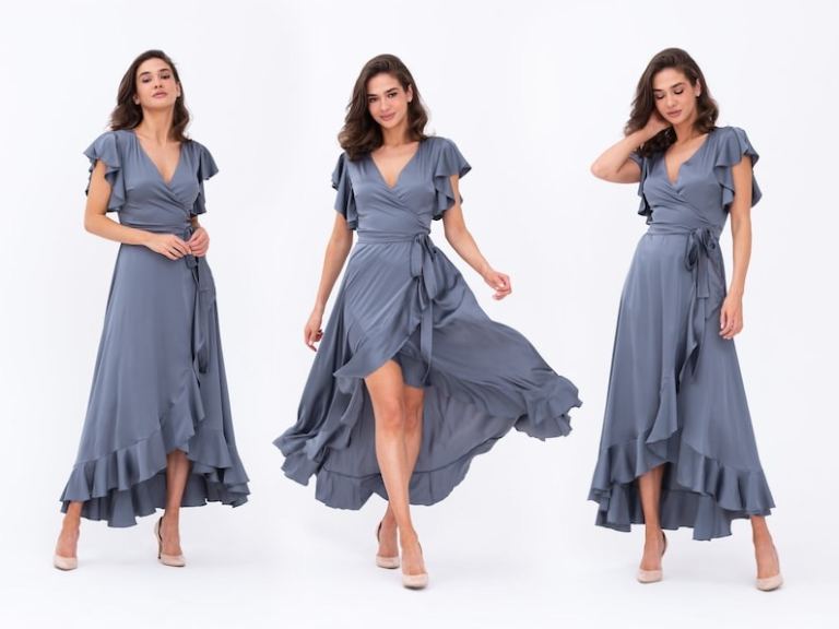 River Island Blue Wrap Midi Dress – Size 18, Brand New