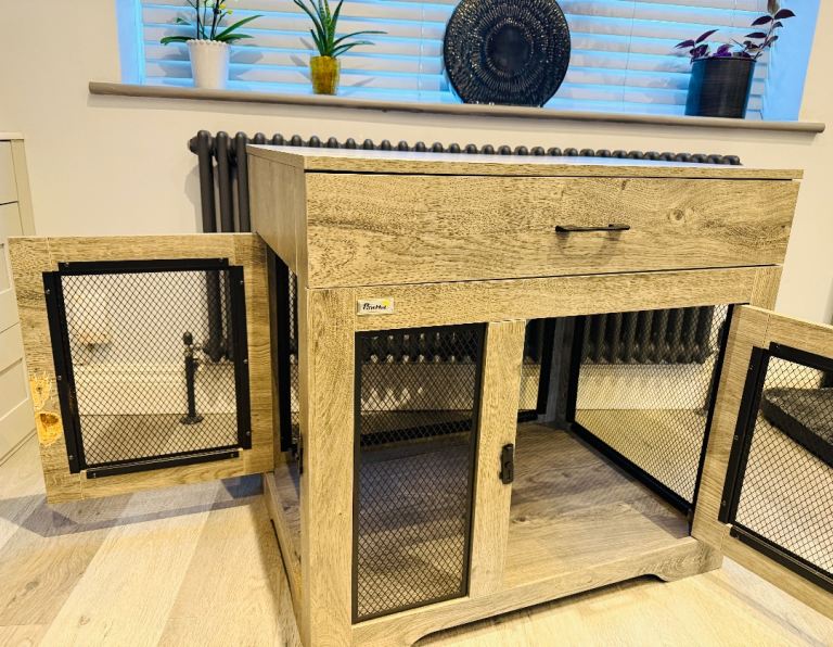 Pet Crate cage furniture Double Doors and Drawer for Medium Dogs