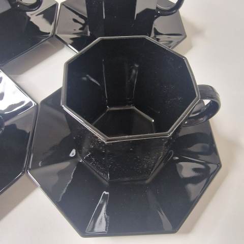 Vintage Arcopal France Octime Black Glass Cups And Saucers Set x 6 Retro  1980s | in Ballymena, County Antrim | Gumtree