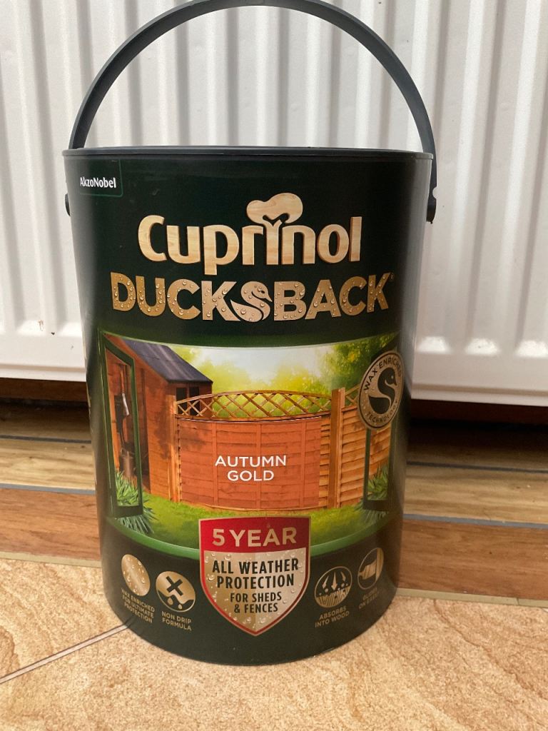 Unopened Cuprinol Ducksback Autumn Gold Fence & Shed Paint - New
