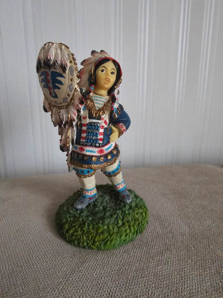 Vintage Native American Small Indian Statue of “Eagle feathers” by Regency Fine Arts