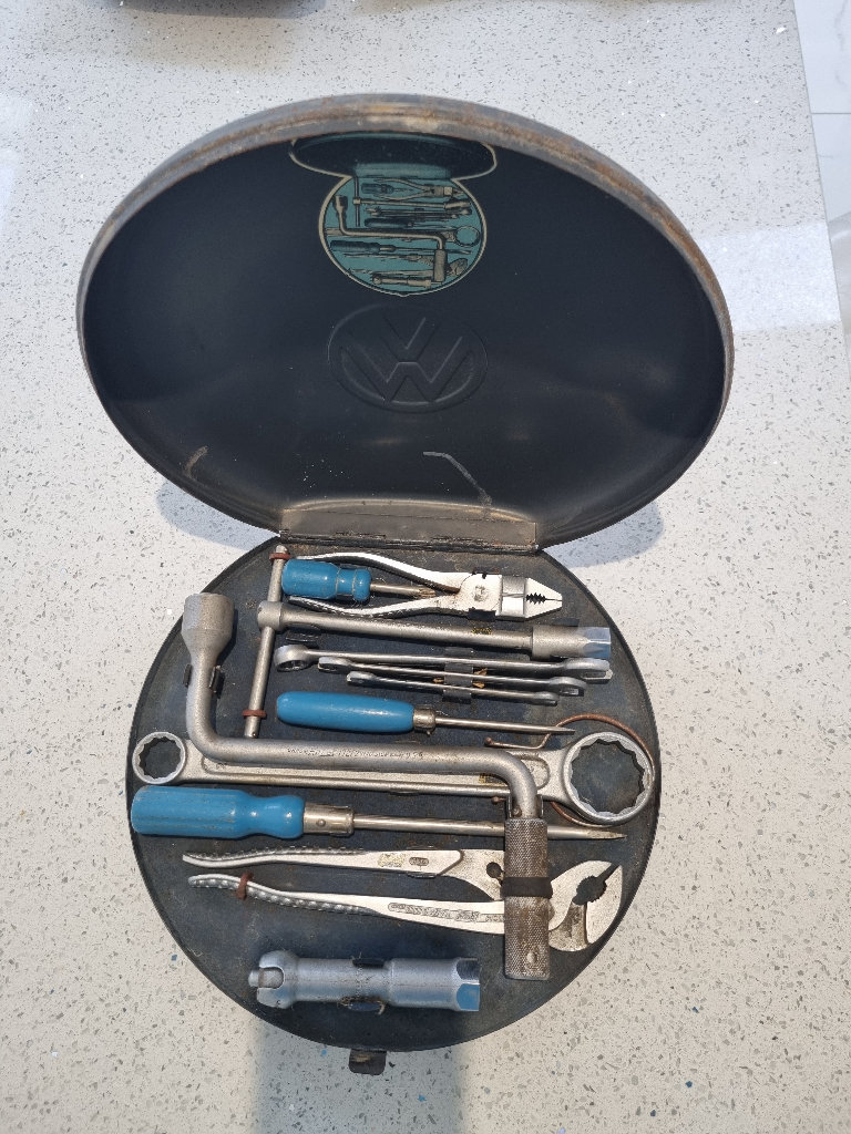 Vintage VW Hazet Tourist ROUND BOX Spare Tyre Tool Kit