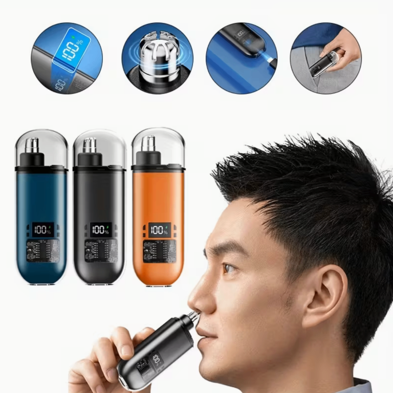 USB Rechargeable Nose Hair Trimmer Portable Mini Grooming Clipper LED Display