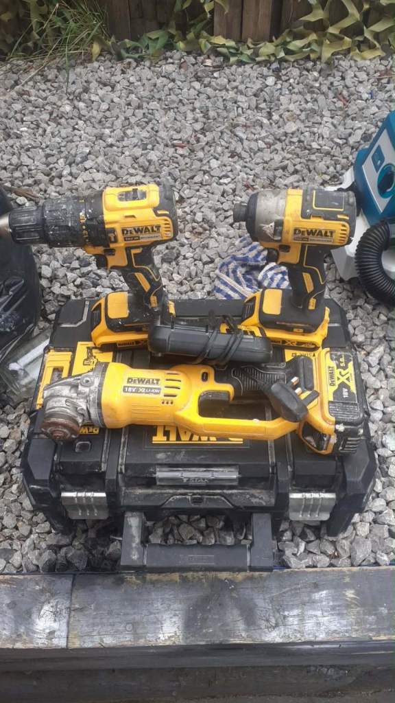DeWalt Power Tool Set: Drill, Impact Driver, Grinder with Case