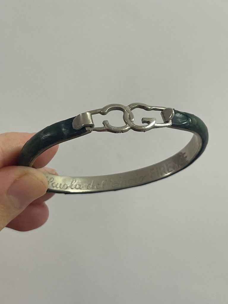 Vintage Gucci bangle Snake bracelet GREEN GC Firenze Italy