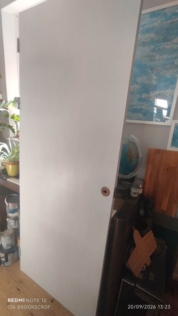 Plain interior doors x2 for finishing, with hinges