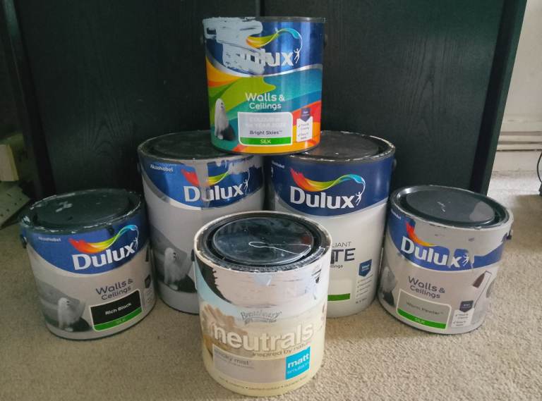 6x Dulux Emulsion Paint Bundle Silk & Matt  Nearly Full Tins Bargain!