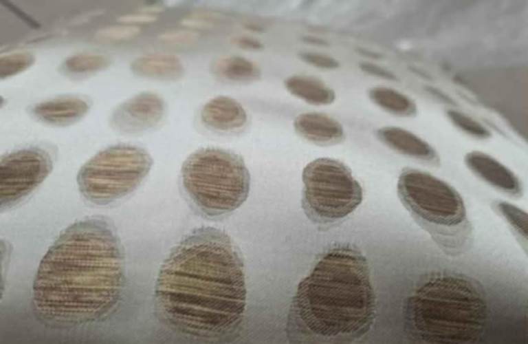  4 x Gold metallic ivory cushions with piped edging  