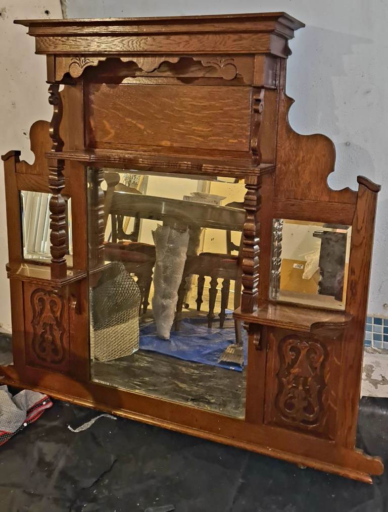 **SOLD**  Antique Irish Oak overmantle