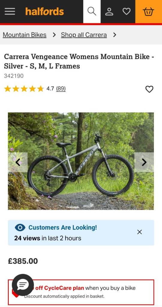Carrera Vengeance Women's Mountain Bike – Silver, Like New