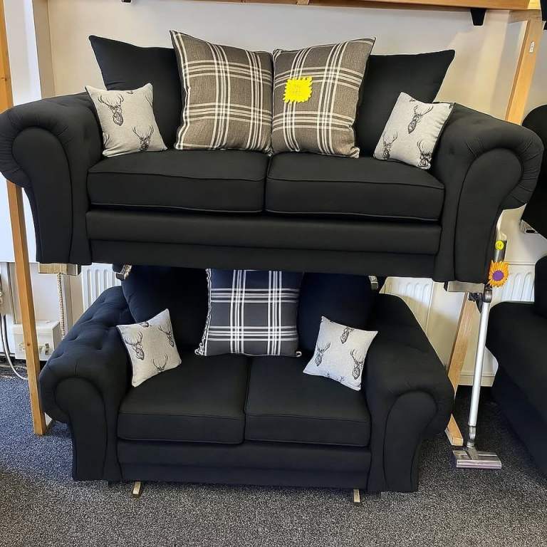 😍 Discount Deal 😘Verona 3+2 Seater Sofa black Colour  ✨ Save Big