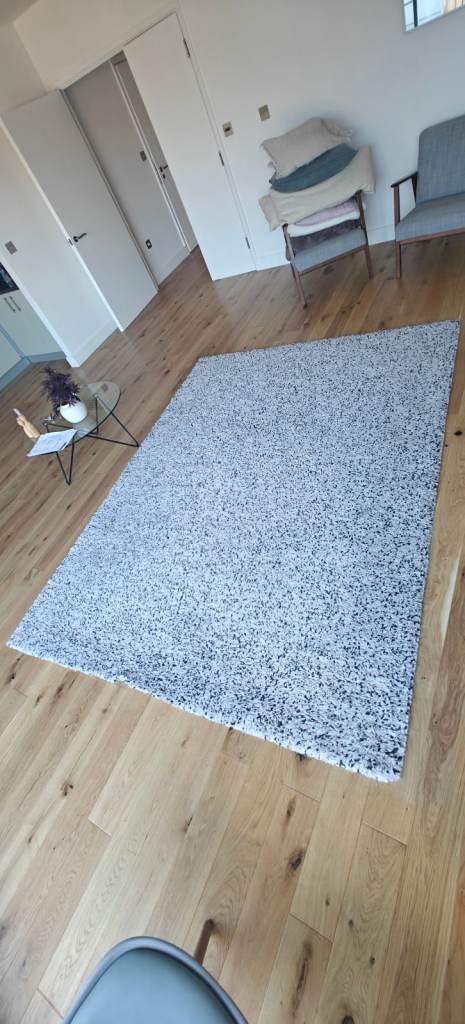 Large black and white rug