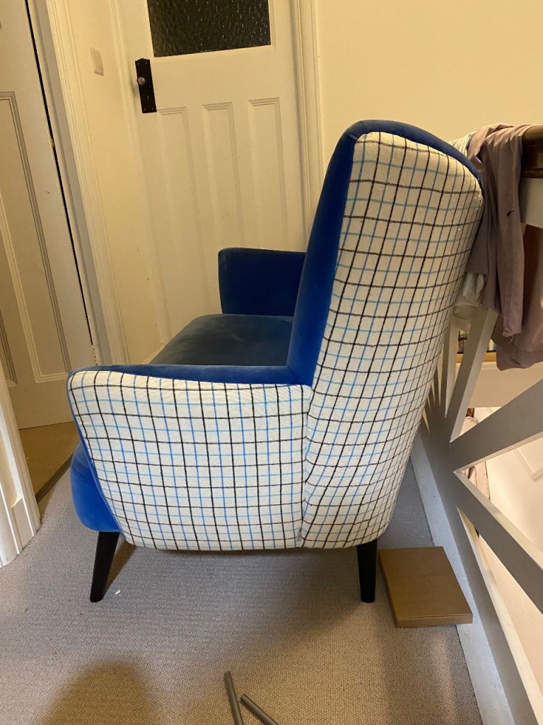 Vintage Blue Loveseat with Art Deco Design