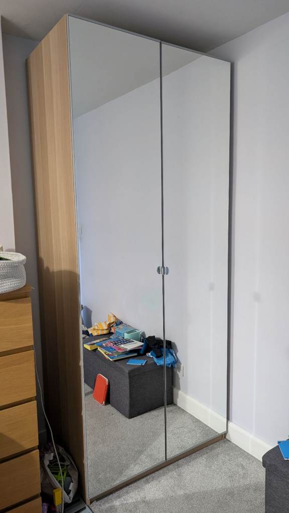 IKEA PAX Wardrobe with Mirrored Doors – Good Condition (COLLECTION ONLY)