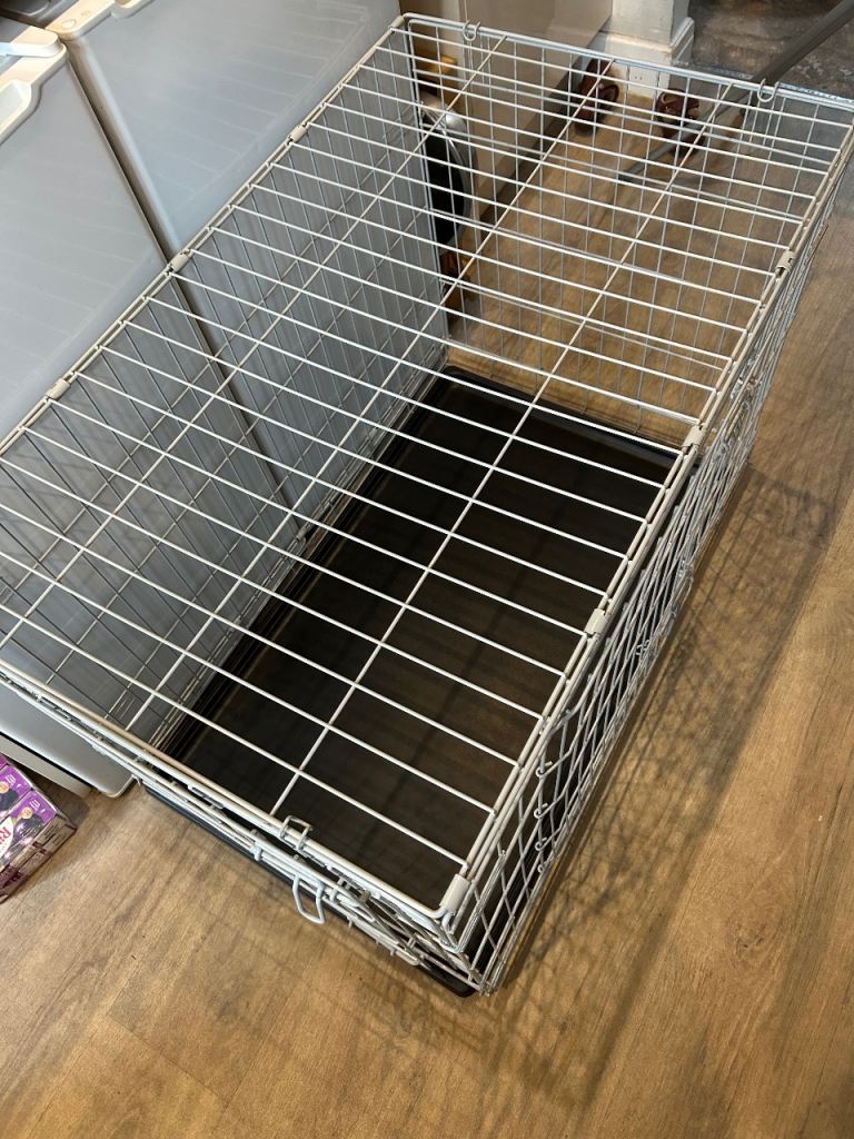Grey dog crate 