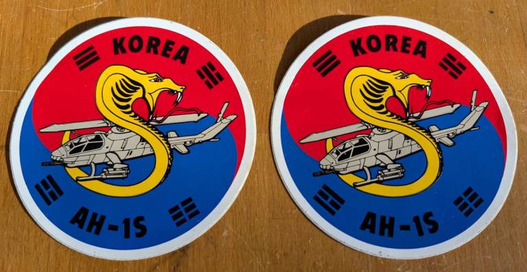 2 x Korea AH-1 Cobra Huey Cobra Snake Helicopter Stickers 