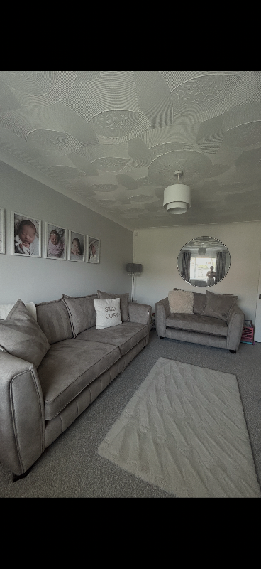 DFS Cherished Grey Fabric 4-Seater Sofa and Loveseat Set