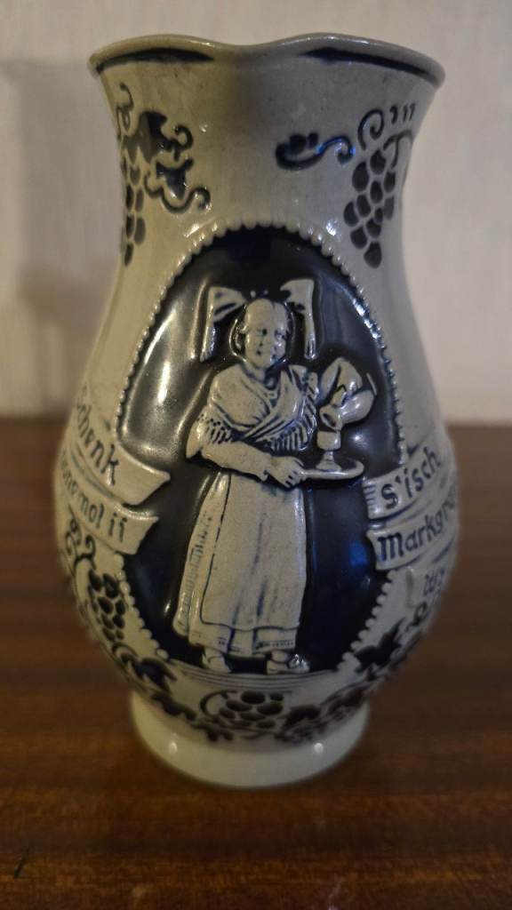 Vintage German Stoneware Jug – Hanke – Wine / Folk Design
