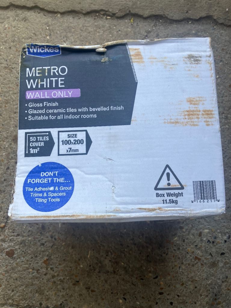Wickes Metro White Wall Tiles – 50 Tiles, New