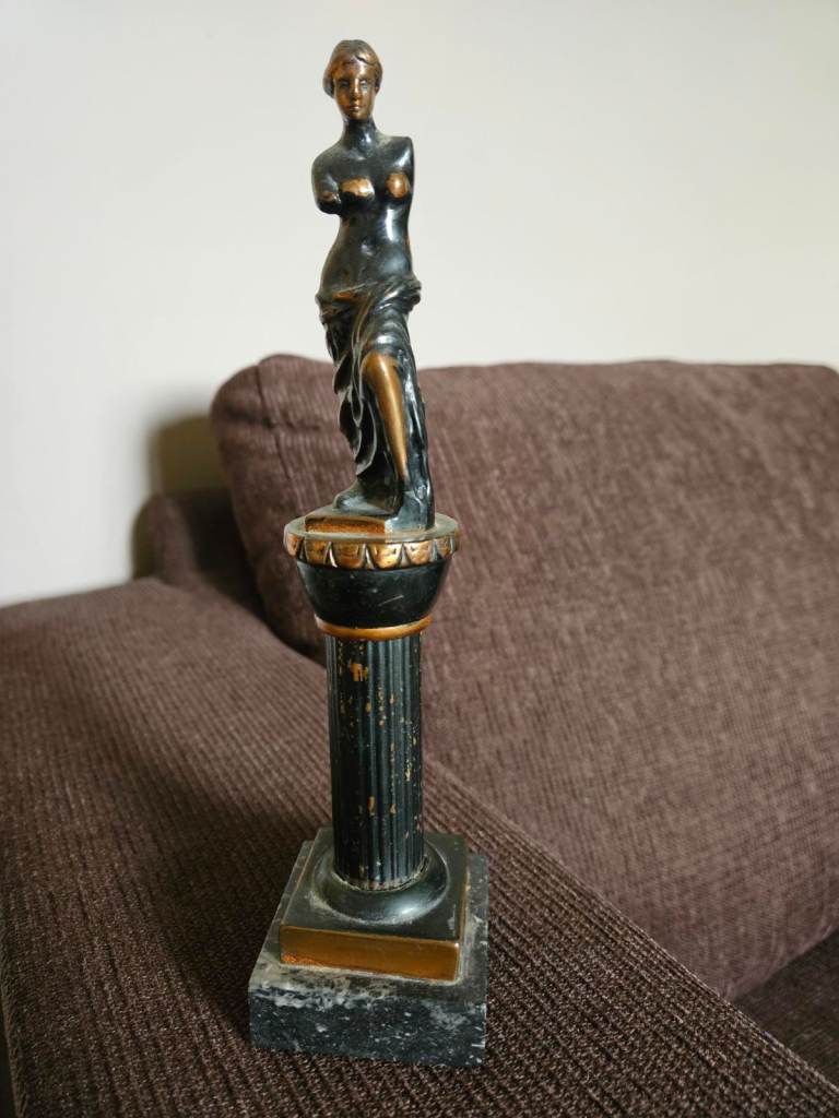 Bronze‑Effect Greek Figurine on Pedestal (Bought in Athens)