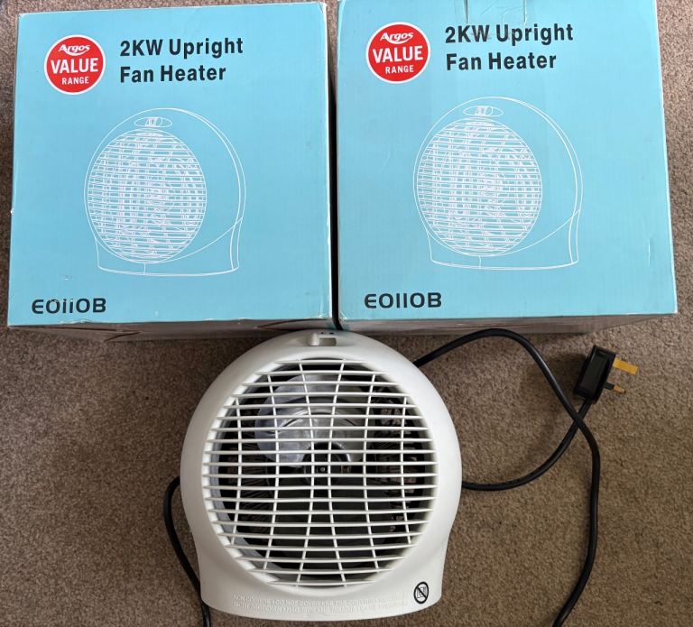 Two White 2kW Upright Fan Heater - Argos Value Range
