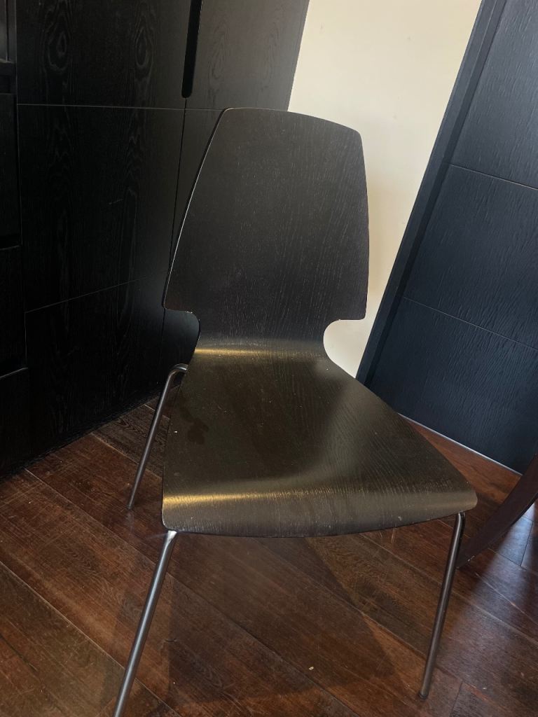 Stylish Black Wood & Metal Dining Chair