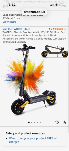 TWOFISH Electric Scooter 10/12" Off-Road – New