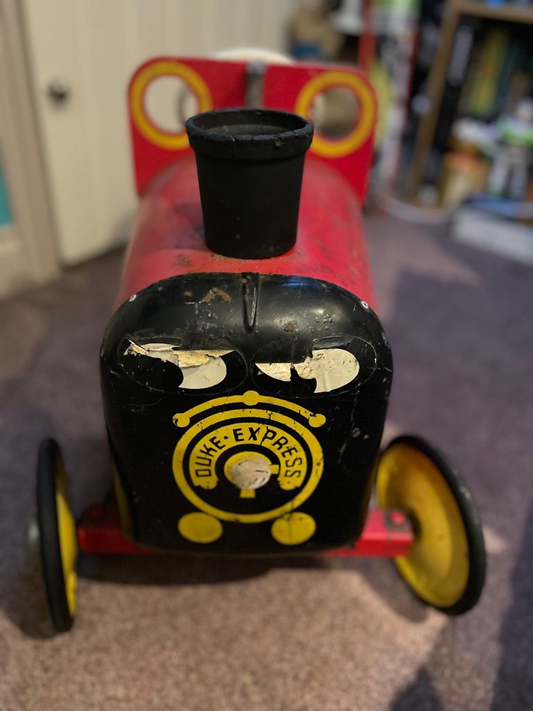 Vintage Duke Express Ride-On Toy Train – Red and Black, Fair Condition