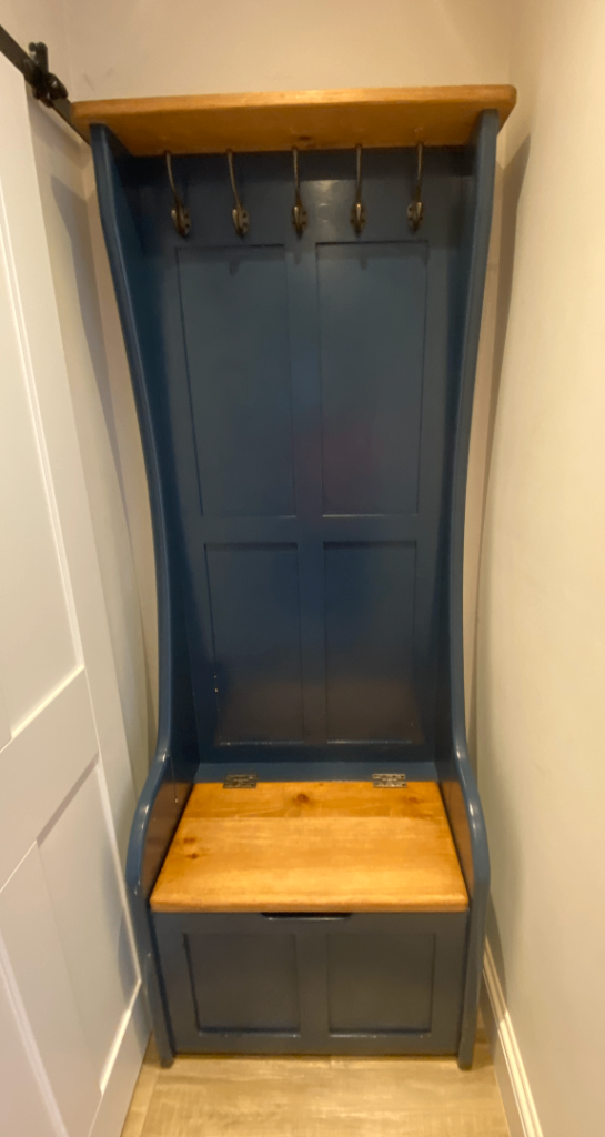 Hallway Storage Monks Bench with hidden storage, coat hooks and shelf