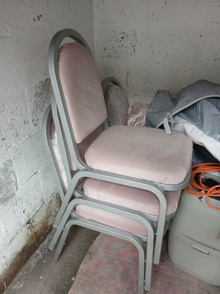 Stackable Chairs with Pink Upholstery – Good Condition