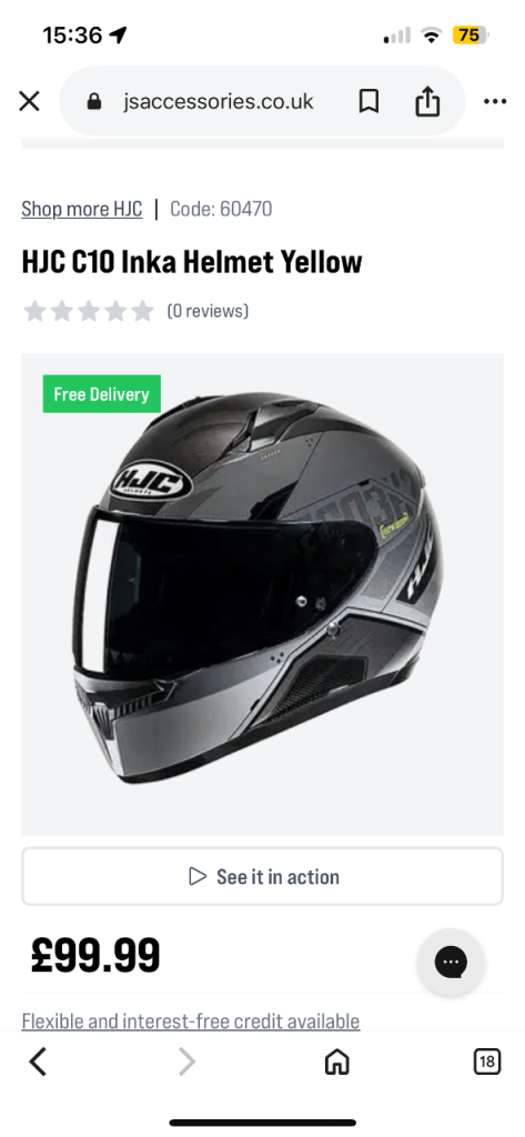 HJC C10 motorbike helmet - Size Small 