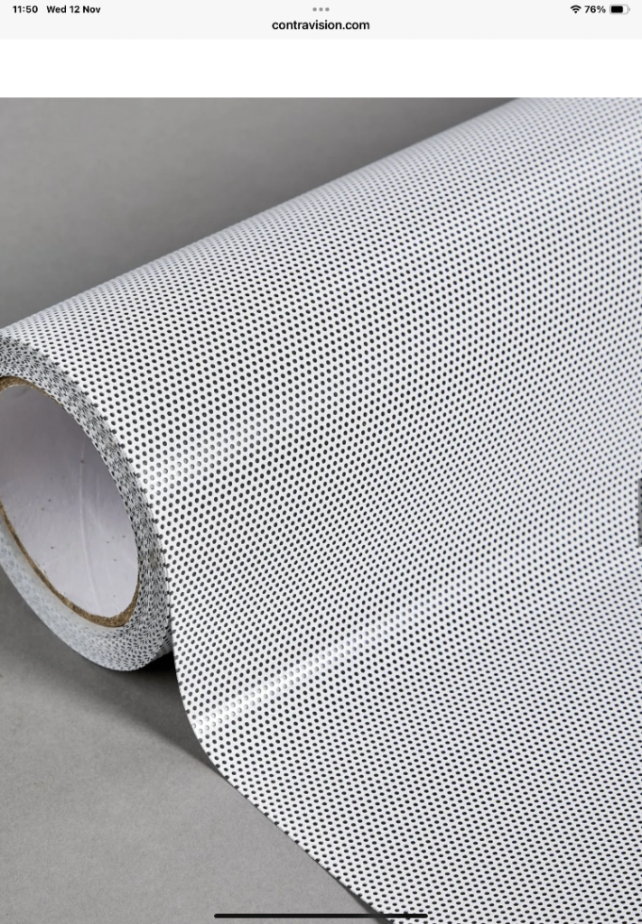 A full roll of large format printable contra vision vinyl 